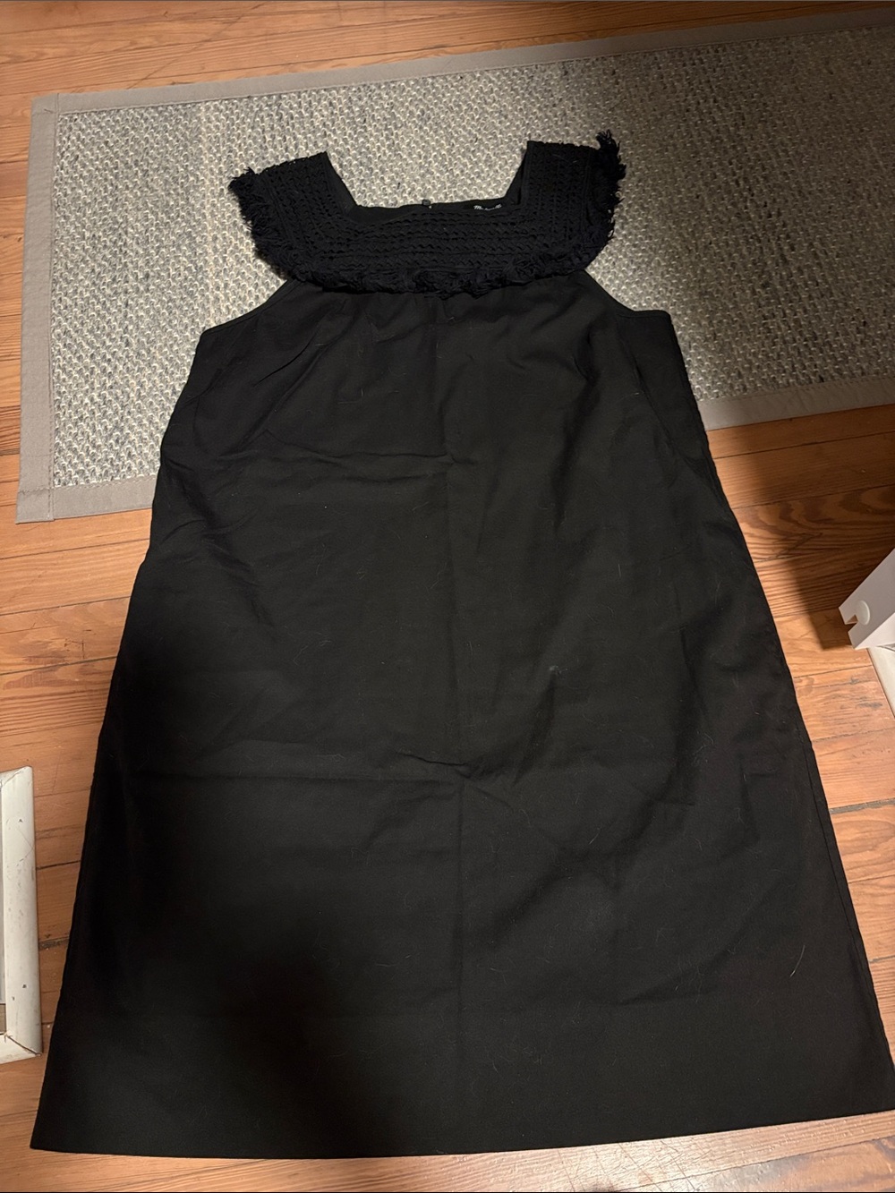 Madewell Black Crochet Yoke Sleeveless Casual Dress